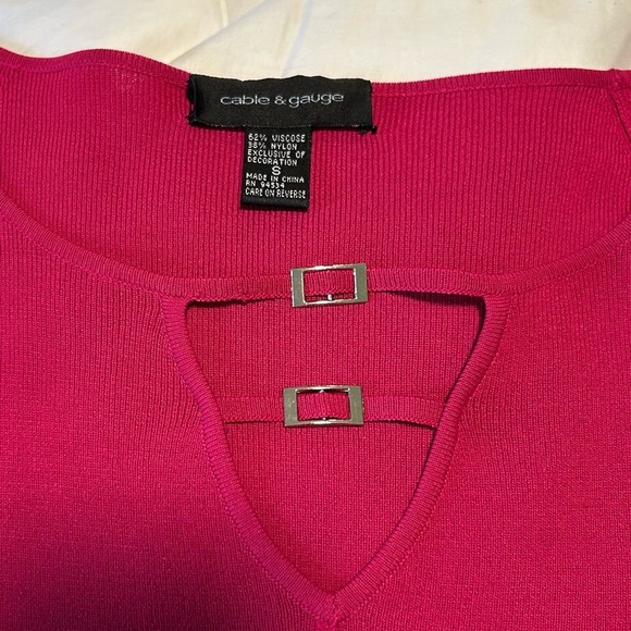 Cable & Gauge fuschia sz small women’s Spring sweater 3/4 sleeves, Easter, chic - Picture 9 of 9